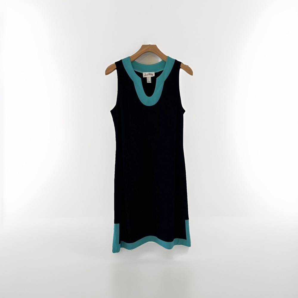 Joseph Ribkoff Black Turquoise‎ Colorblock Sleeveless Shift Dress Womens Size 12
